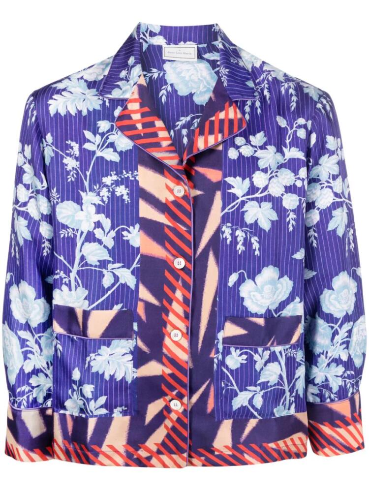 Pierre-Louis Mascia floral-print silk shirt - Blue Cover