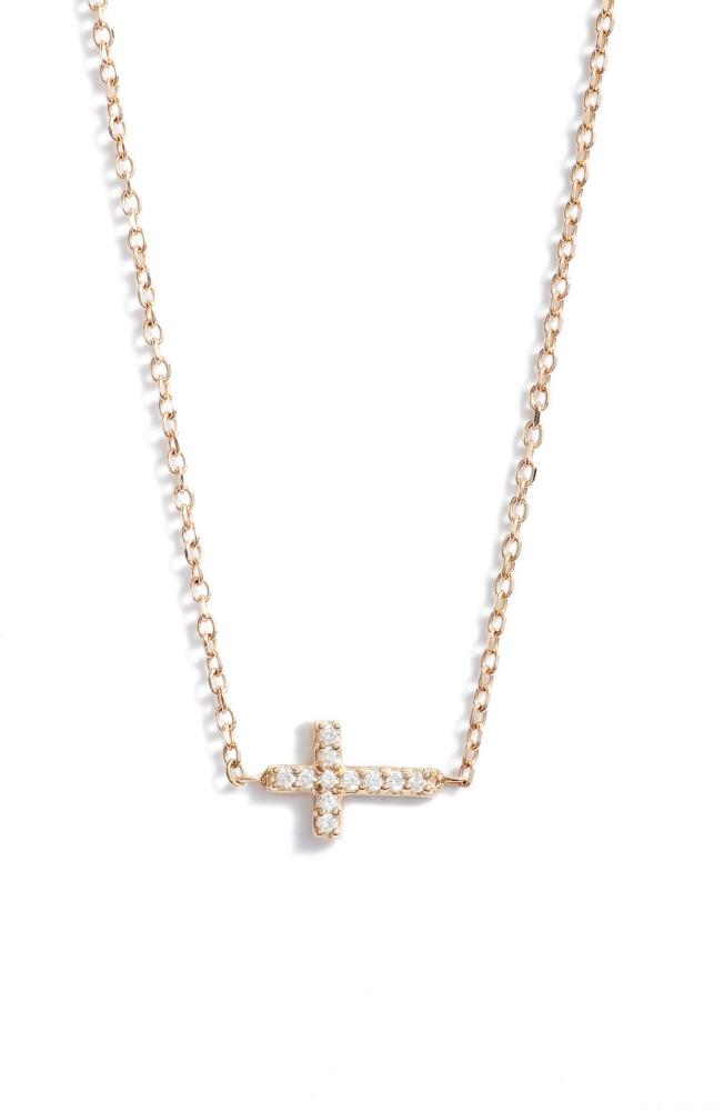 Anzie Love Letter Pavé Diamond Cross Pendant Necklace in Gold /Diamond/16 In Cover