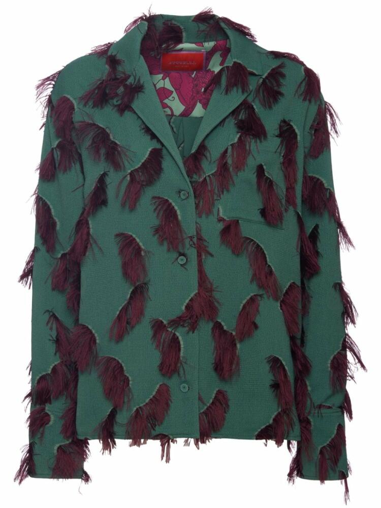 La DoubleJ Milano feather-embellished jacket - Green Cover