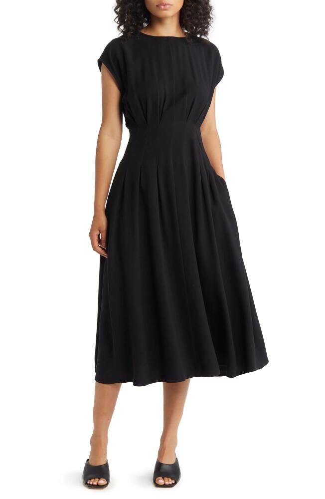 Nordstrom Pleated A-Line Dress in Black Cover