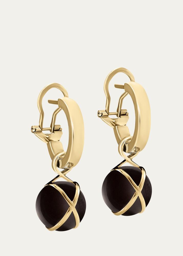 L. Klein Prisma 18k Gold Black Agate Hoop Drop Earrings Cover