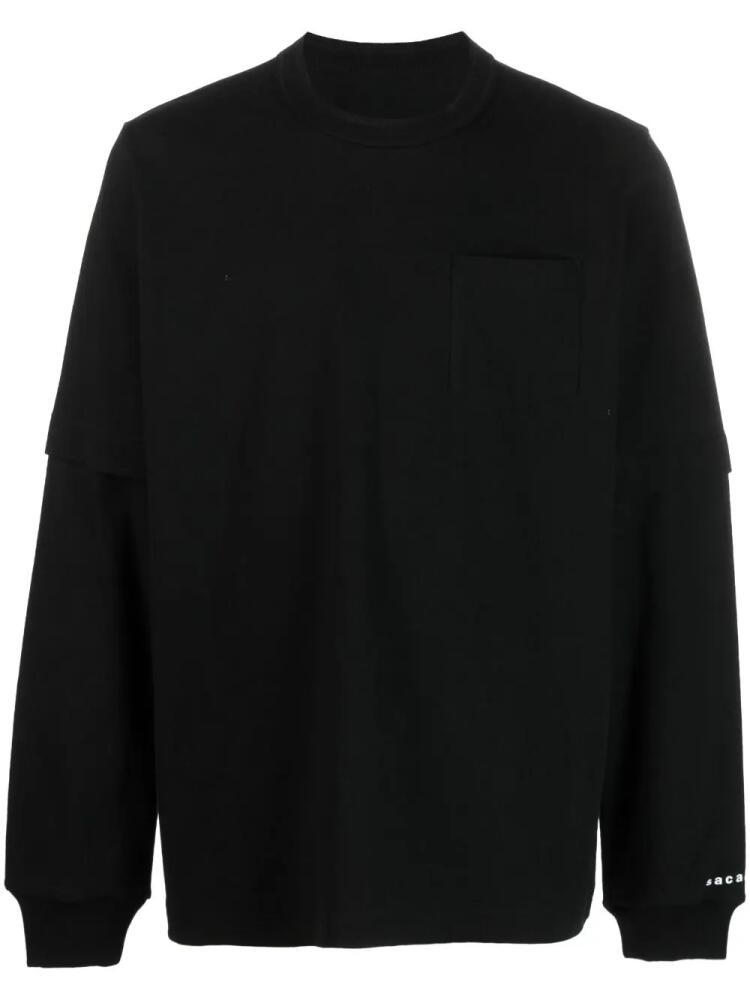 sacai logo-print layered jumper - Black Cover