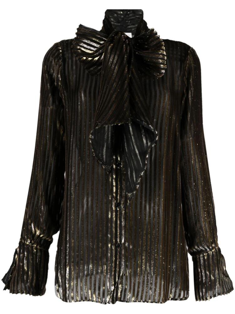 Nina Ricci pussy-bow striped blouse - Black Cover