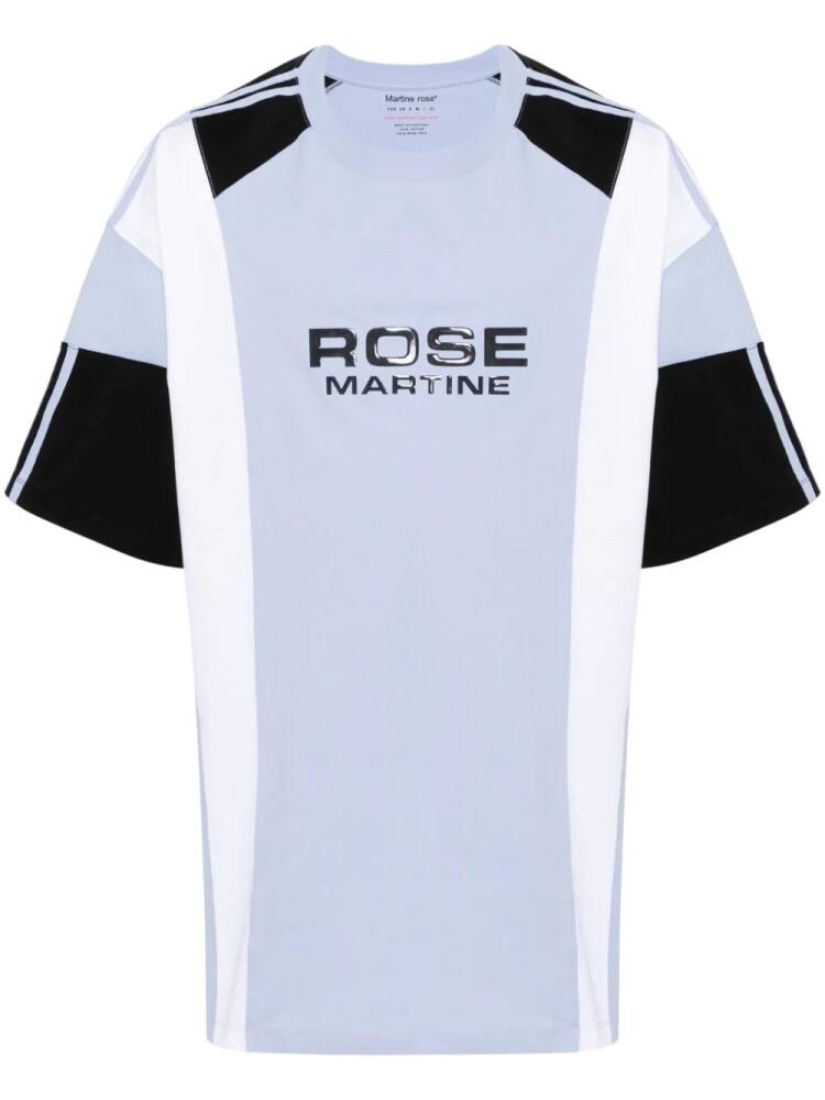 Martine Rose logo-print panelled T-shirt - Blue Cover