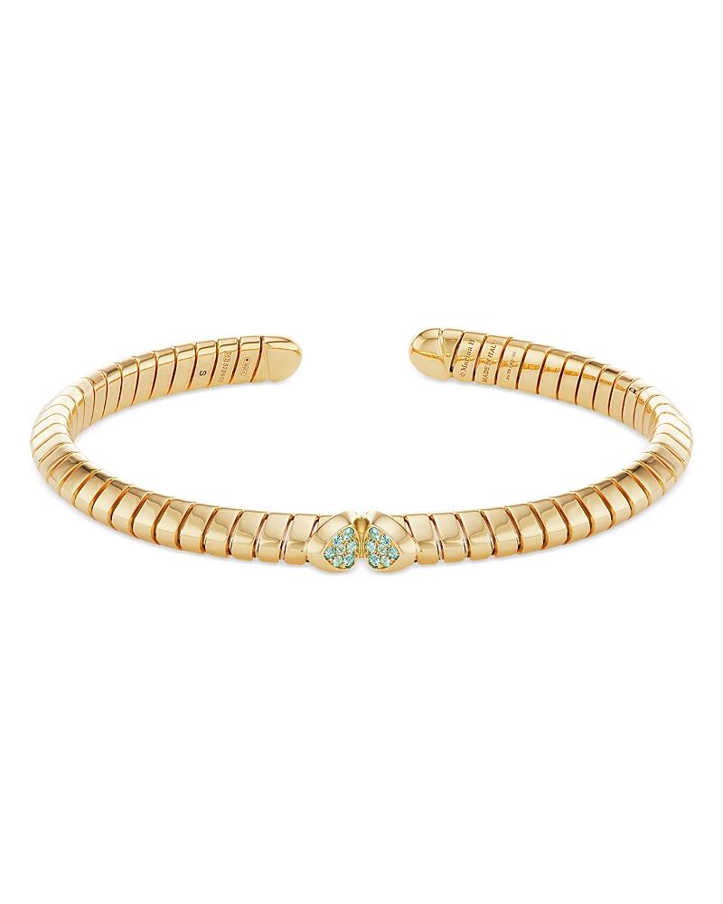 Marina B 18K Yellow Gold Trisolina Paraiba Tourmaline Pave Cuff Bangle Bracelet Cover