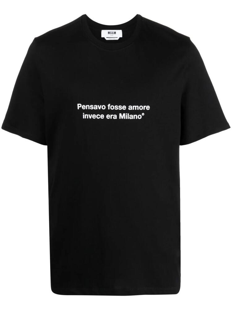 MSGM slogan-print cotton T-shirt - Black Cover