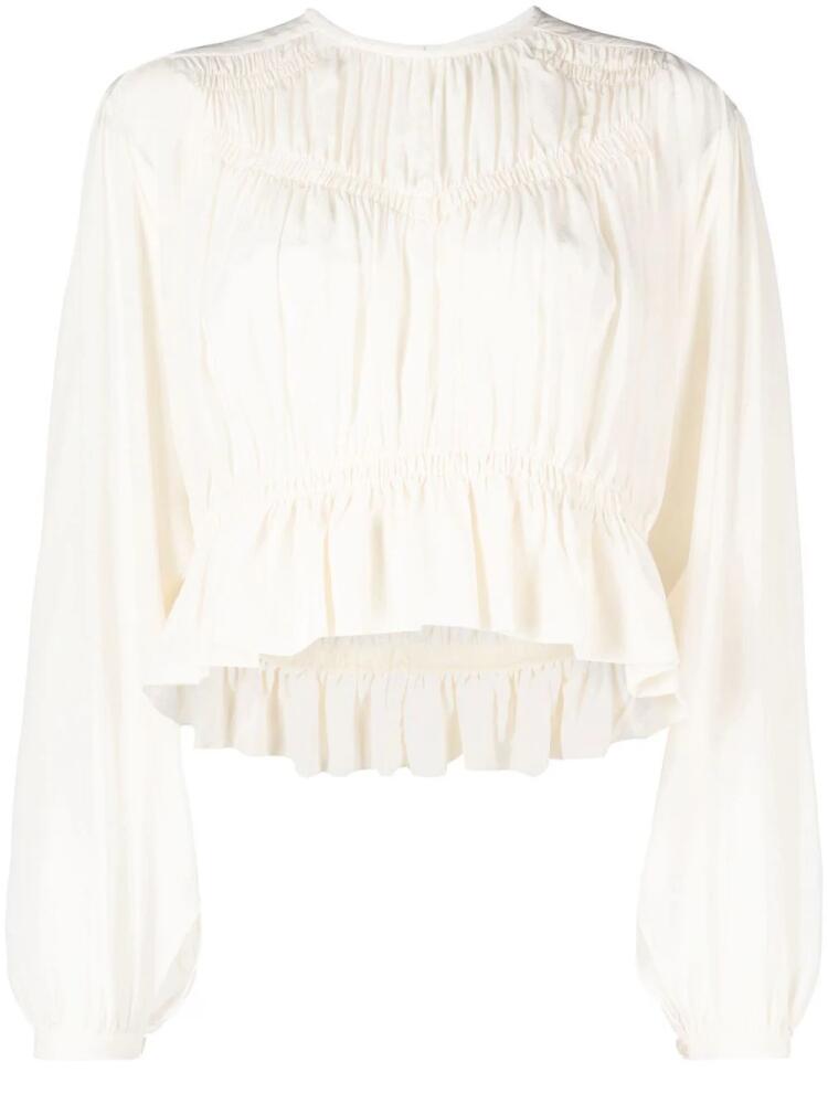 ISABEL MARANT pleated silk top - Neutrals Cover