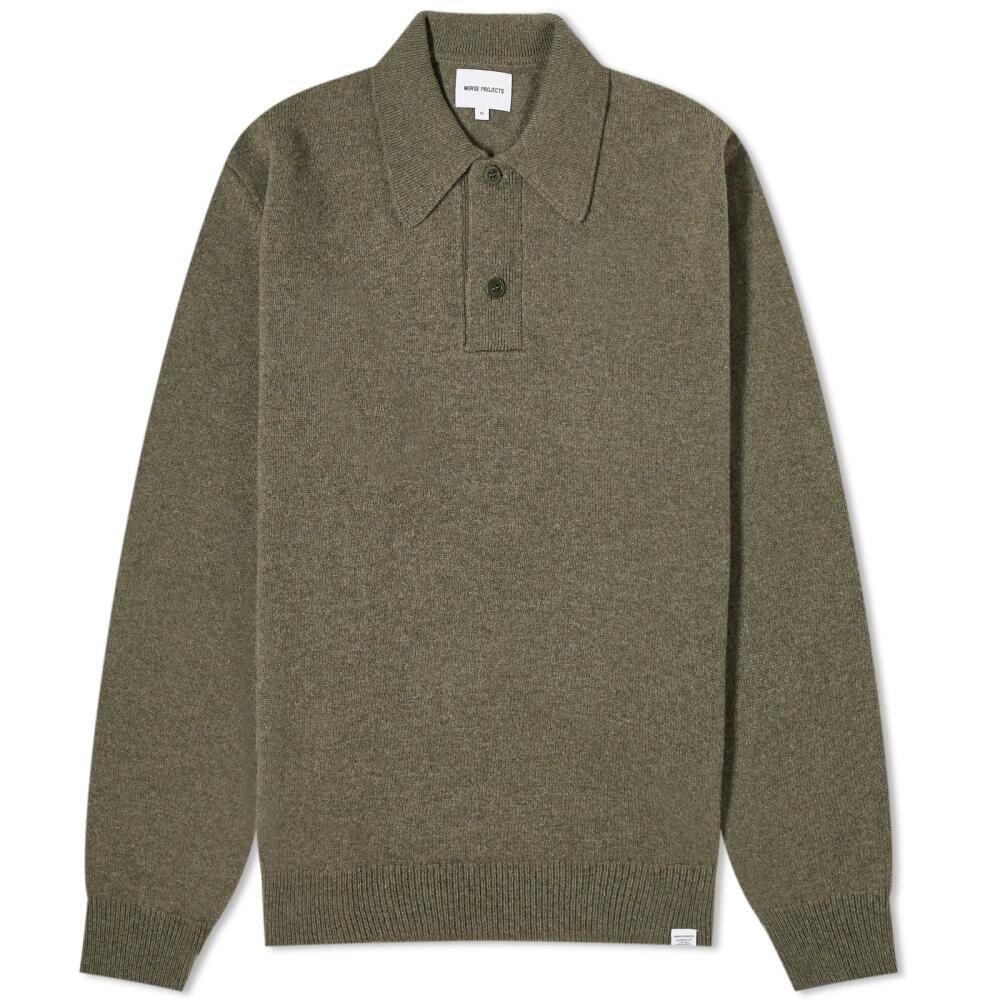 Norse Projects Men's Marco Merino Lambswool Polo Shirt in Ivy Green Cover