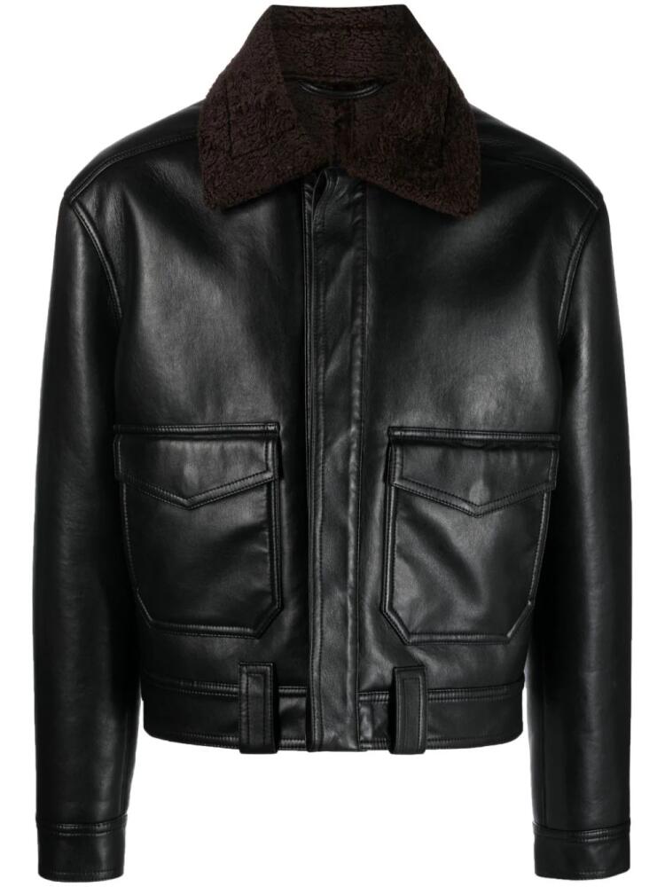 Nanushka spread-collar leather jacket - Black Cover