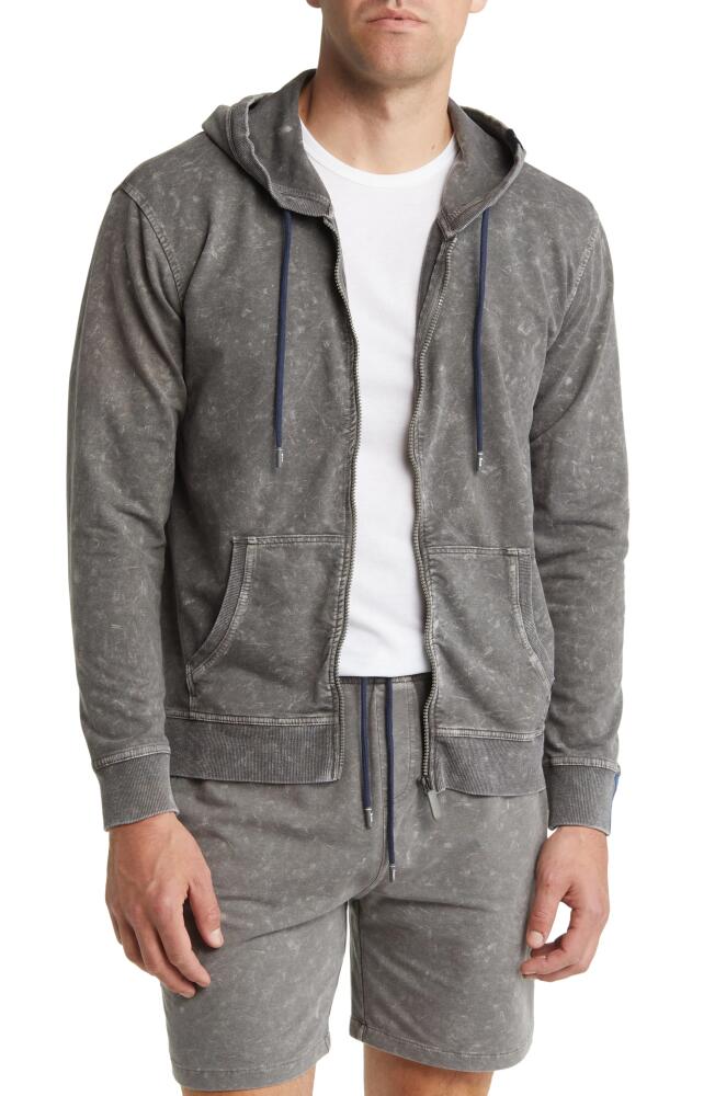 Stone Rose Acid Wash Fleece Zip Hoodie in Grey Cover