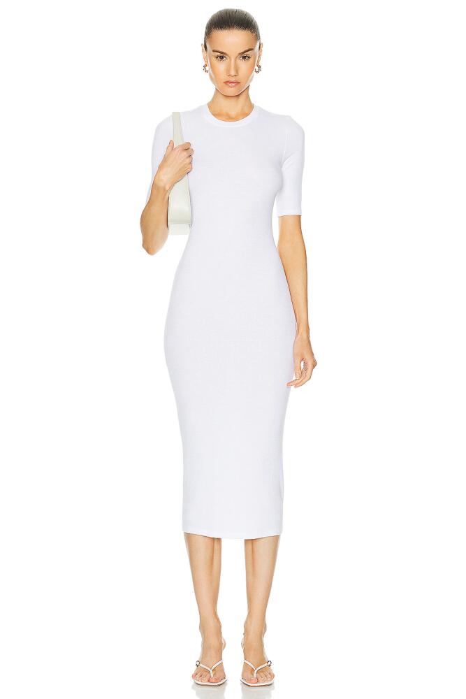 Enza Costa Silk Rib Half Sleeve Midi Dress in White Cover