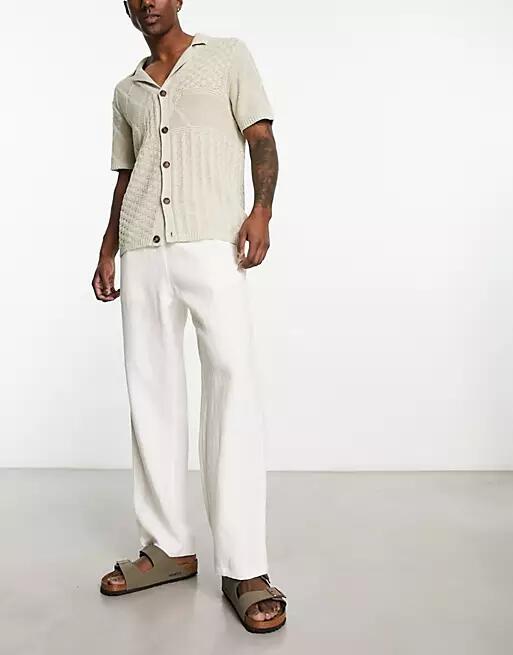 Weekday Seth linen pants in off-white Cover