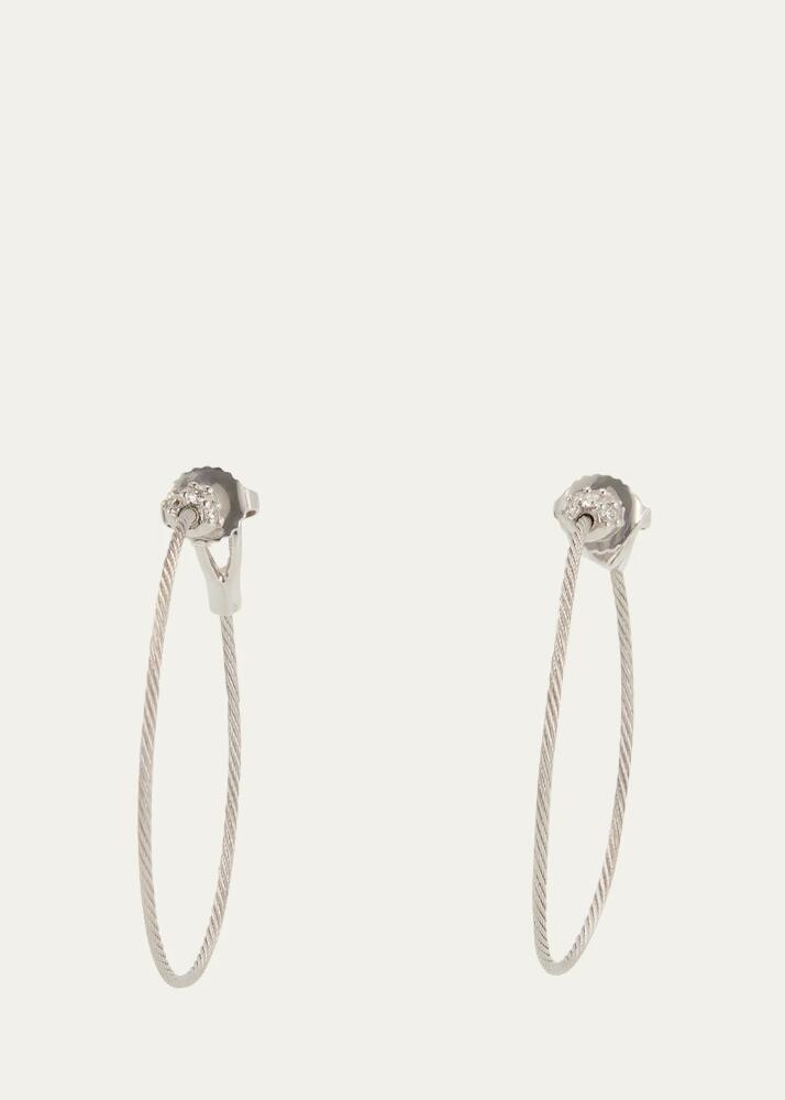 Paul Morelli White Gold Wire Hoop Earrings with Diamonds Cover