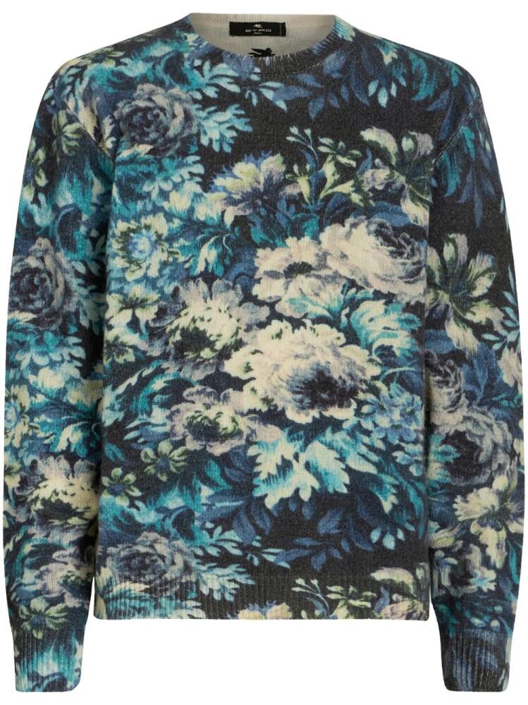 ETRO floral-print virgin wool jumper - Blue Cover