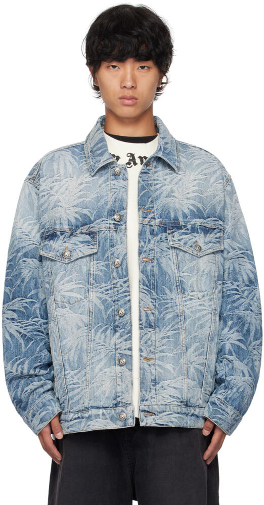 Palm Angels Blue Palms Wash Denim Jacket Cover