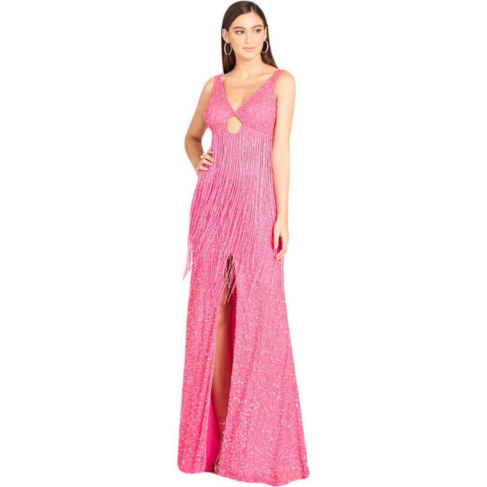 LARA New York Regan Fringe Sequin Dress in Hotpink Cover