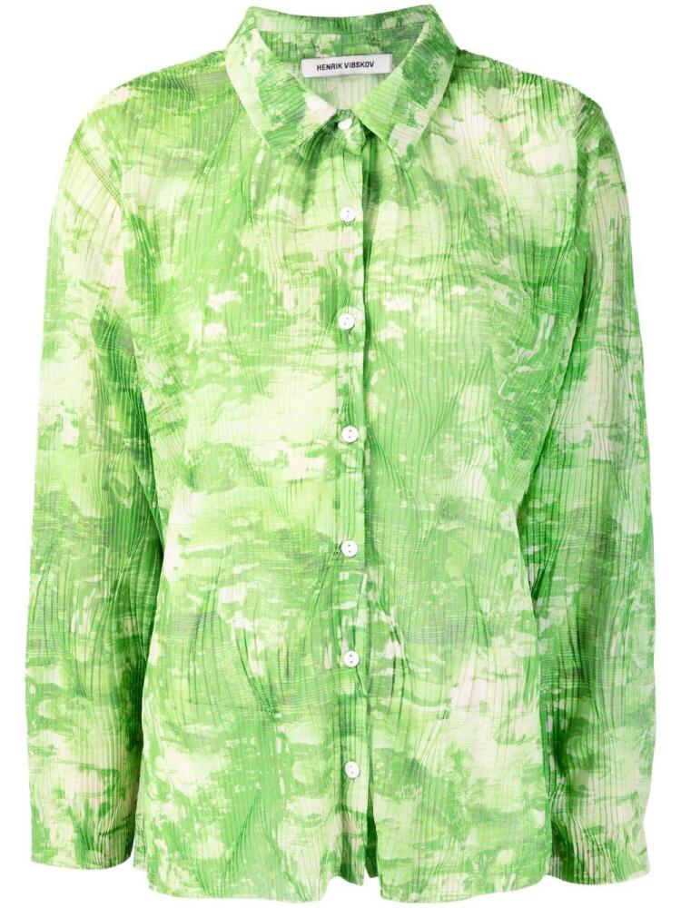 Henrik Vibskov printed plissé shirt - Green Cover