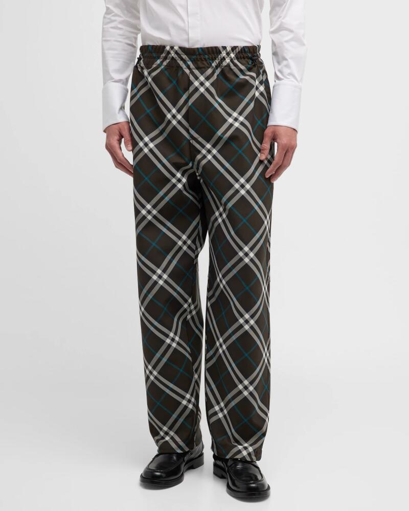 Burberry Men's IP Check Elastic-Waist Pants Cover