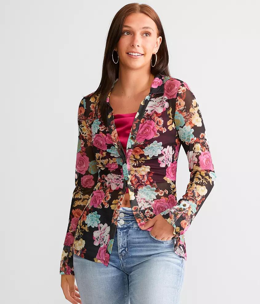 Willow & Root Floral Mesh Blouse Cover