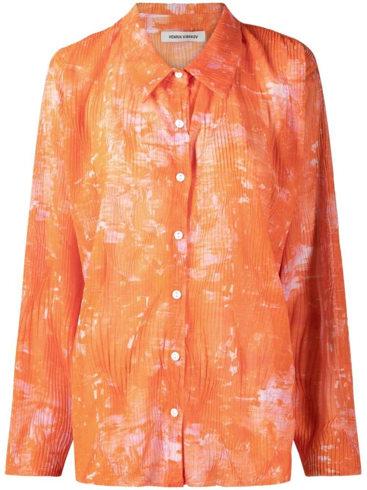 Henrik Vibskov printed plissé shirt - Orange Cover