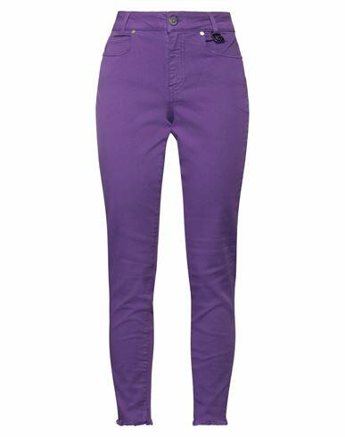 Gaëlle Paris Woman Jeans Purple Cotton, Elastane Cover