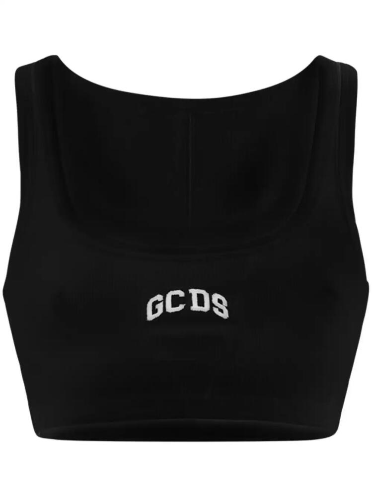 GCDS logo-embroidered cropped top - Black Cover