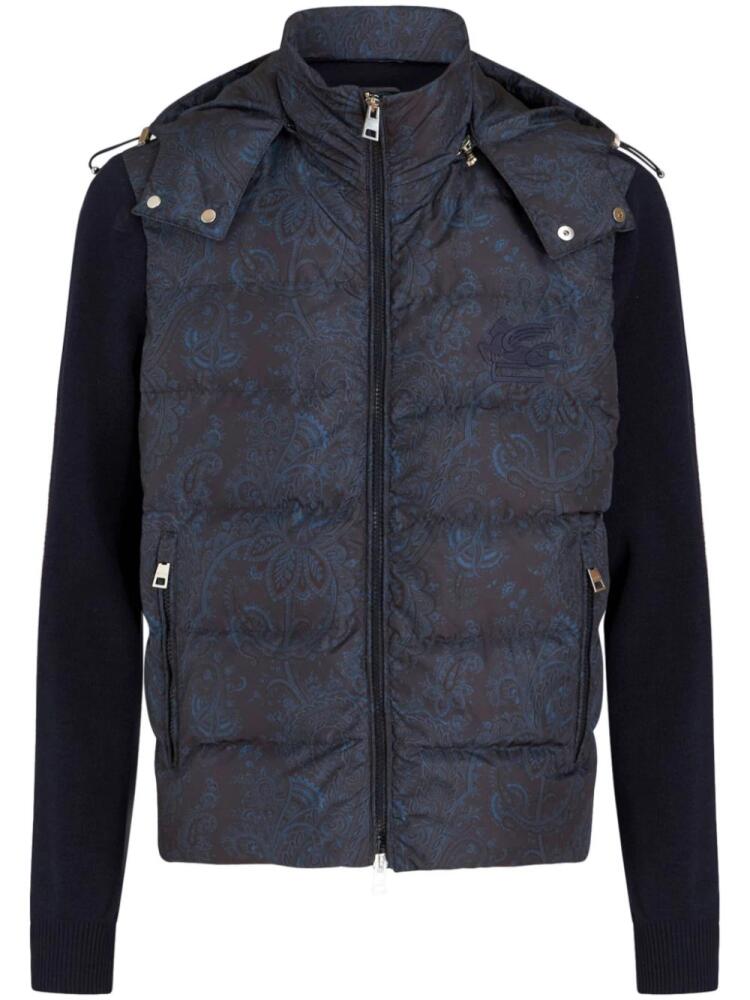 ETRO paisley-print padded hooded jacket - Blue Cover