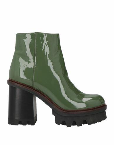 Agl Woman Ankle boots Military green Leather Cover