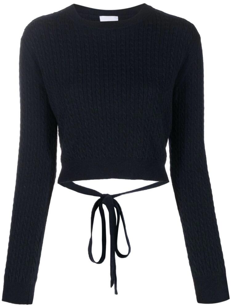 Patou cable-knit rear-tie cropped jumper - Blue Cover