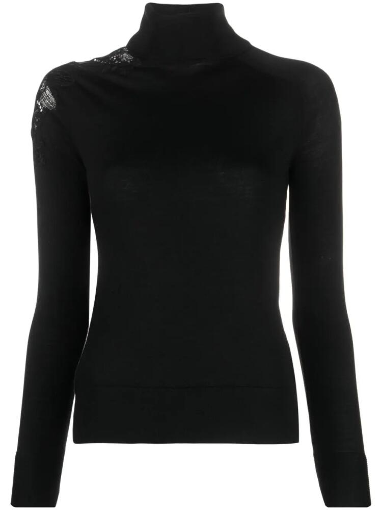 Ermanno Scervino corded lace-detail knitted jumper - Black Cover