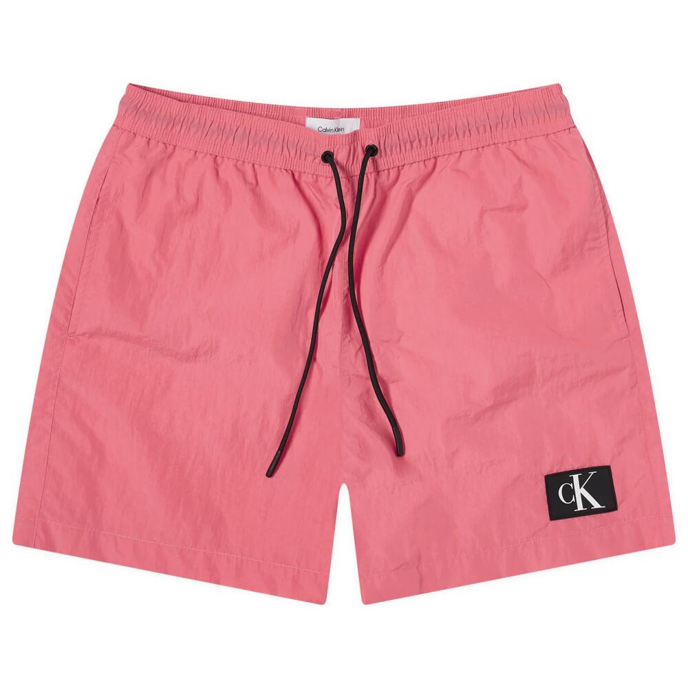 Calvin Klein Men's Monogram Logo Nylon Swim Shorts in Pink Cover