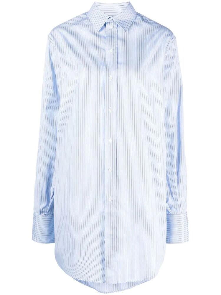 SA SU PHI long-length striped cotton shirt - Blue Cover