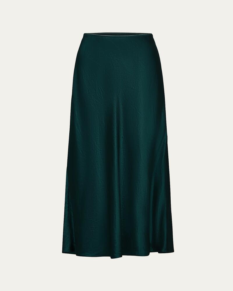 Vince Shaped-Hem Satin Midi Slip Skirt Cover