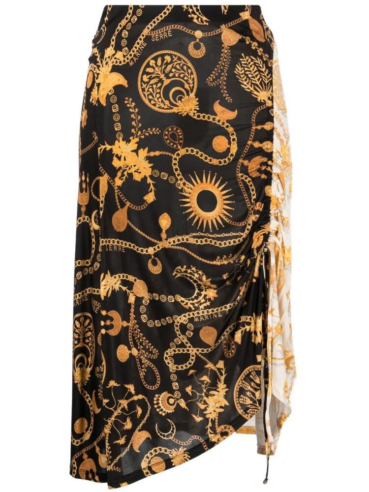 Marine Serre Ornament Moon-print midi skirt - Black Cover