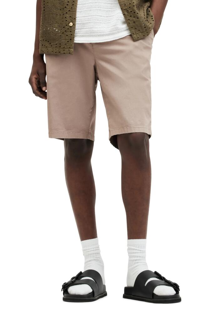 AllSaints Troy Stretch Twill Shorts in Chestnut Brown Cover