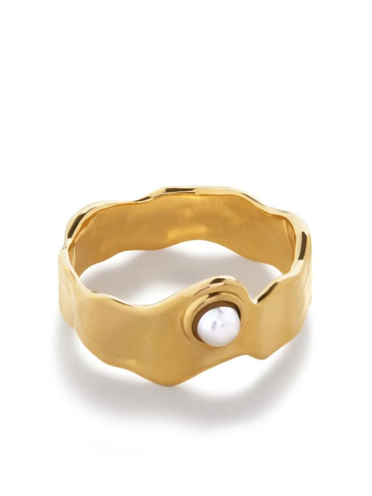 Monica Vinader Capri pearl stacking ring - Gold Cover