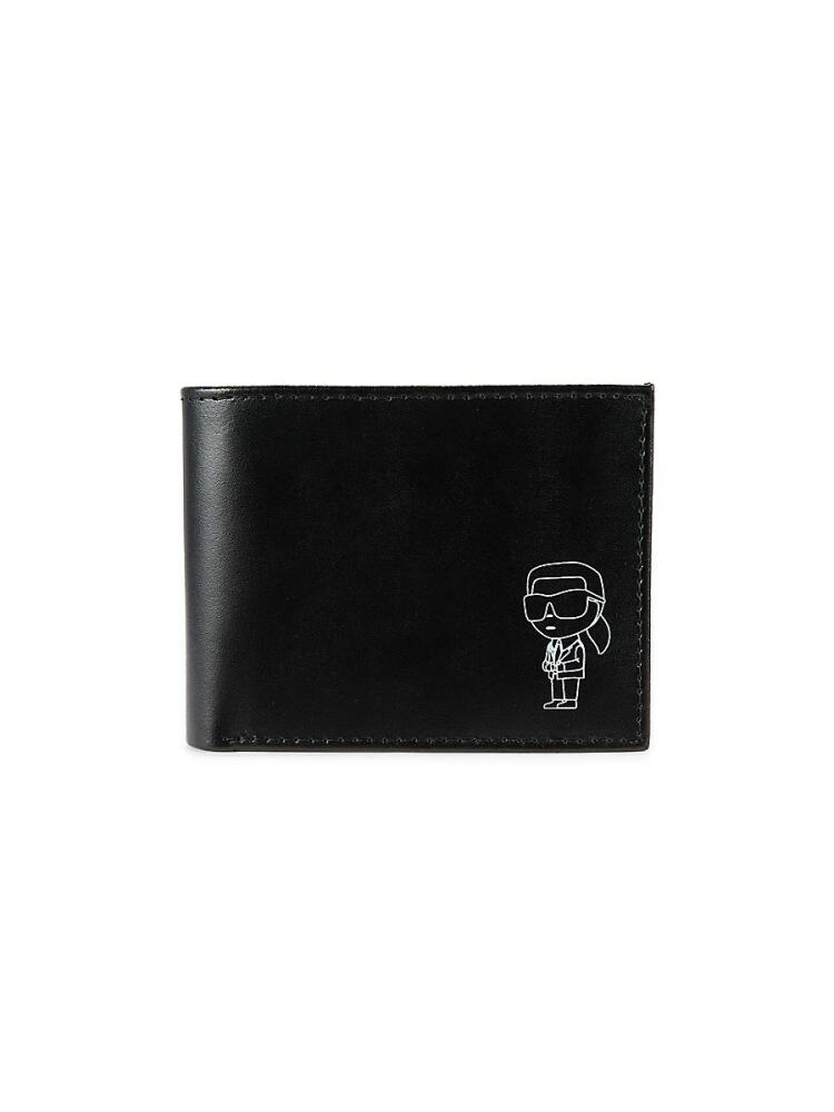 Karl Lagerfeld Paris Men's Logo Leather Wallet - Black Cover