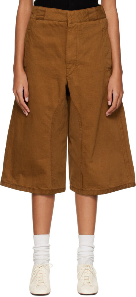 LEMAIRE Brown Patch Denim Shorts Cover