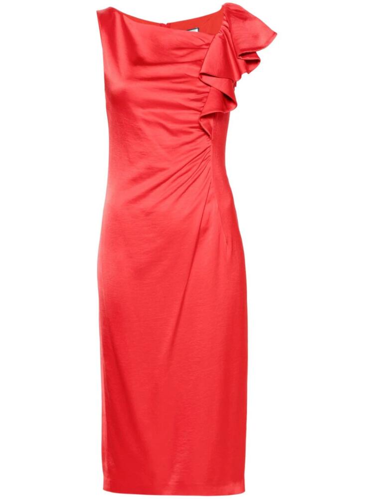 NISSA draped-detailing satin midi dress - Red Cover