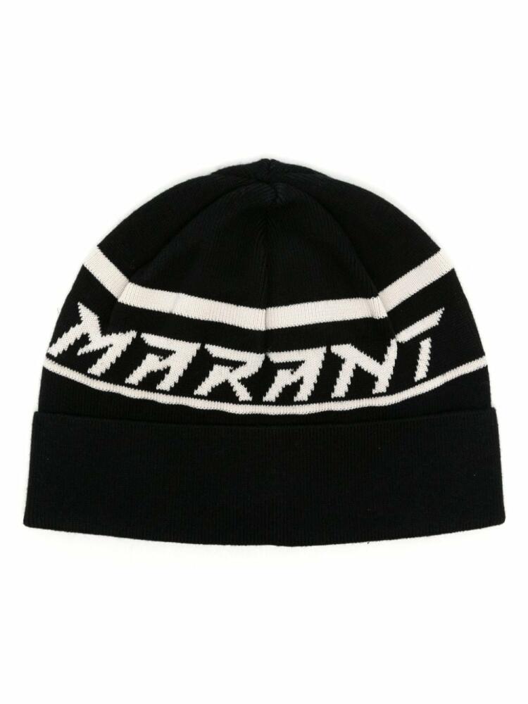 MARANT logo-intarsia knitted beanie - Black Cover