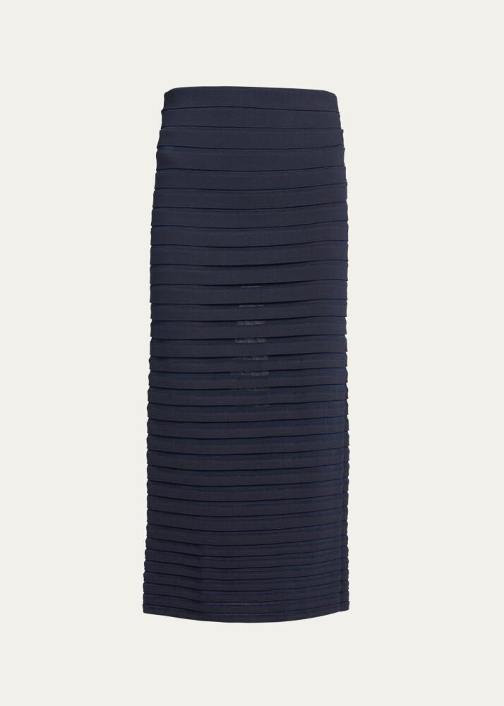 ALAIA Stretch Panelled Ribbed Knit Midi Pencil Skirt Cover