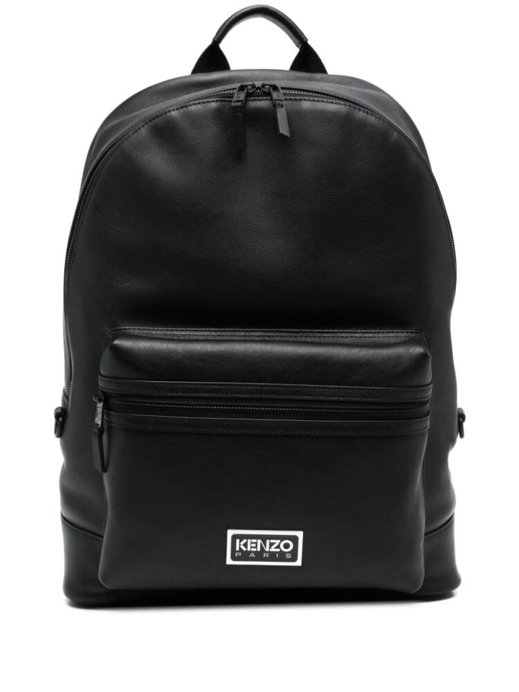 Kenzo logo-plaque leather backpack - Black Cover