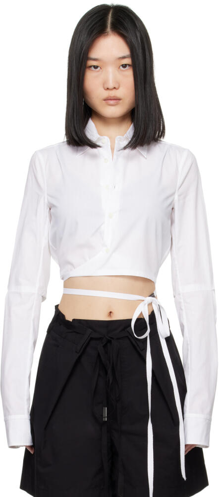 Ann Demeulemeester White Dea Cropped Shirt Cover