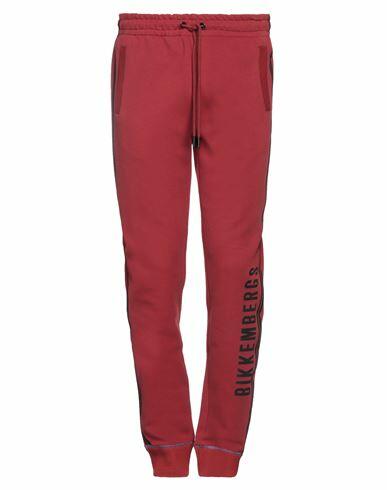 Bikkembergs Man Pants Brick red Polyester, Elastane Cover