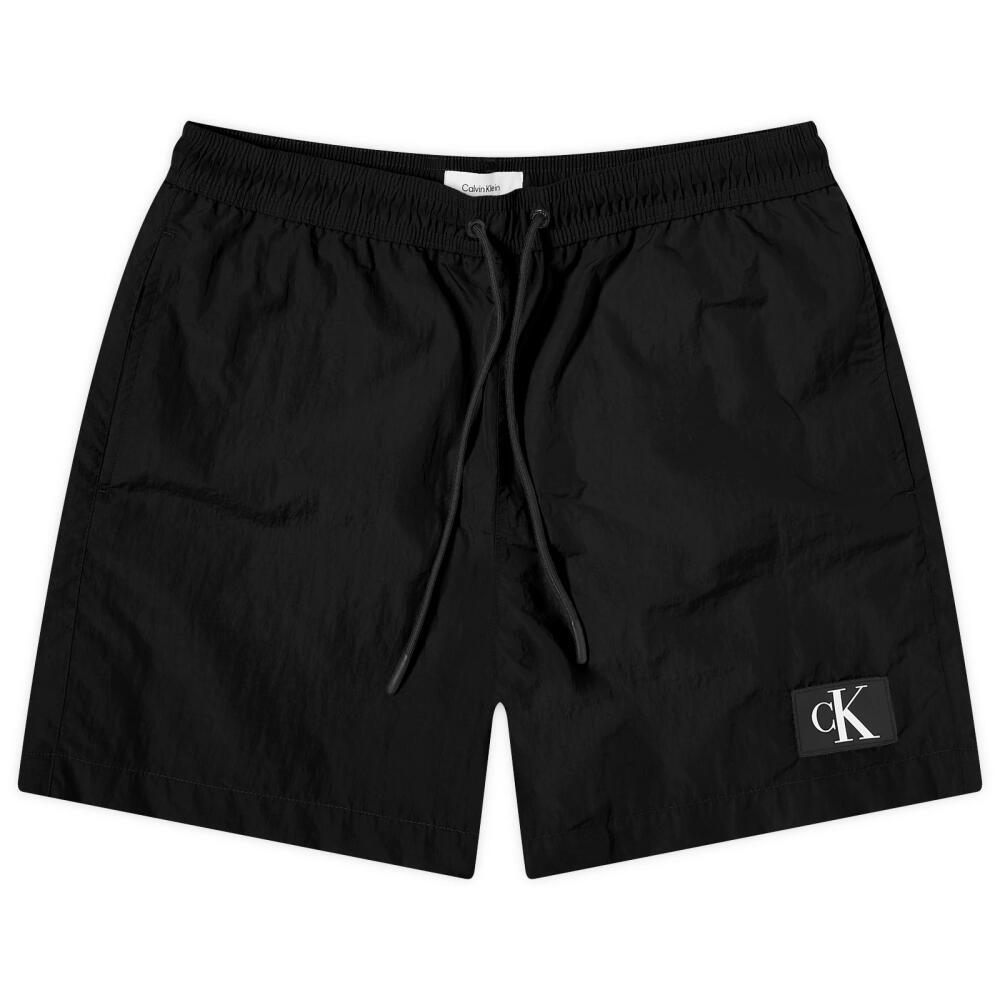 Calvin Klein Men's Monogram Logo Nylon Swim Shorts in Black Cover