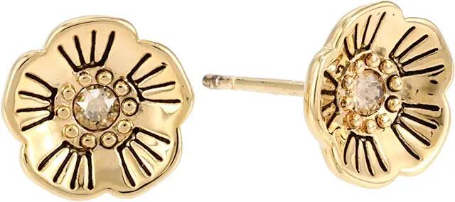 COACH Tea Rose Stud Earrings (Golden Shadow) Earring Cover