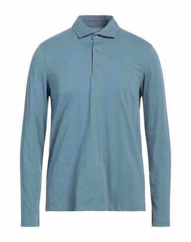 Majestic Filatures Man Polo shirt Slate blue Cotton Cover