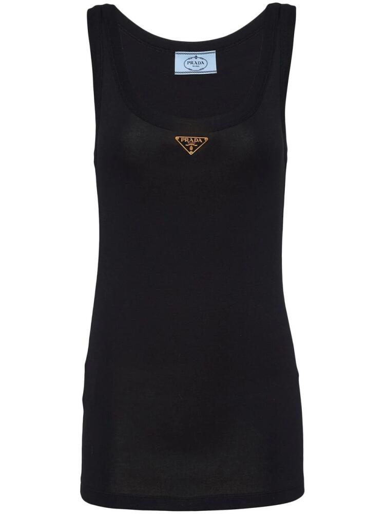 Prada ribbed-knit jersey tank top - Black Cover