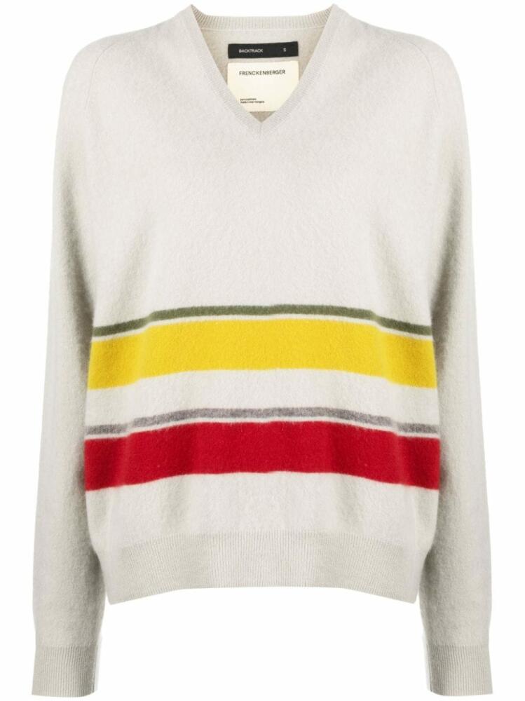 Frenckenberger striped cashmere jumper - Grey Cover