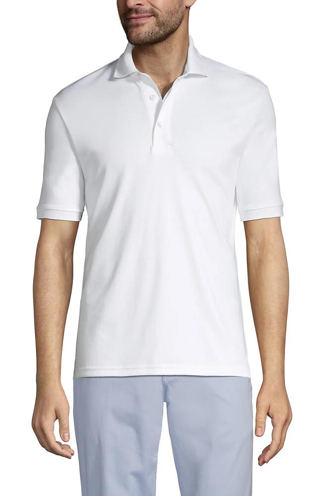 Lands' End Short Sleeve Cotton Supima Polo Shirt in White Cover